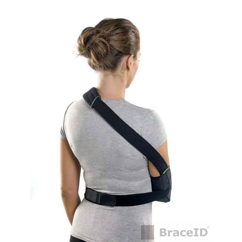Système de sangle pour écharpe d'immobilisation du bras.