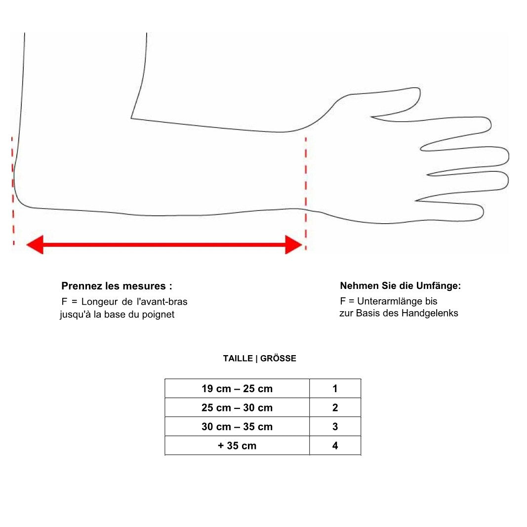 Tableau taille écharpe de comfort BraceID